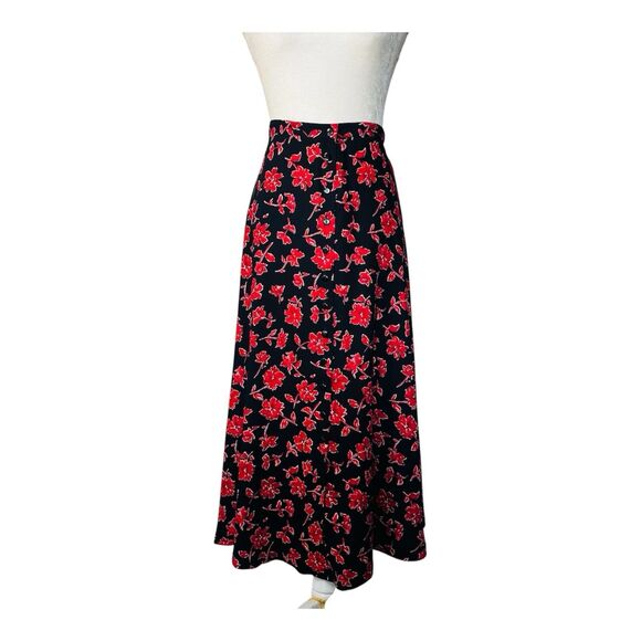 Vintage Rena Rowan Skirt SZ 8 Red Floral Maxi Fall Cottage Peasant Boho 90s Y2k - Picture 5 of 10